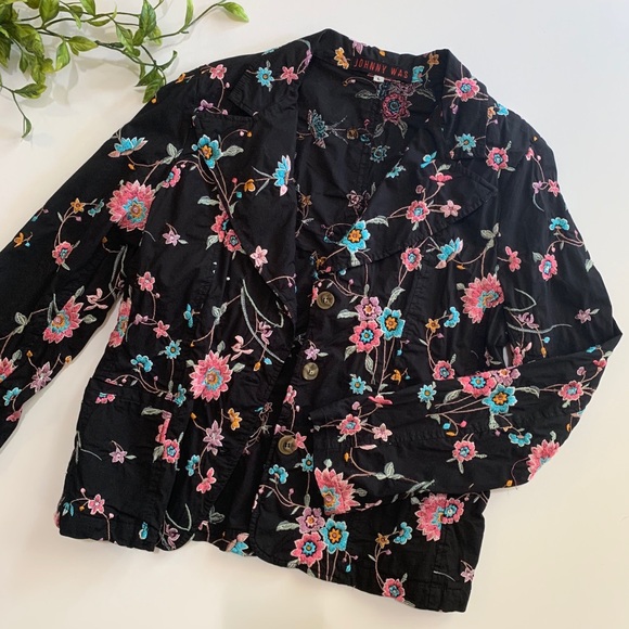 Johnny Was Jackets & Blazers - Embroidered Johnny Was Floral Blazer